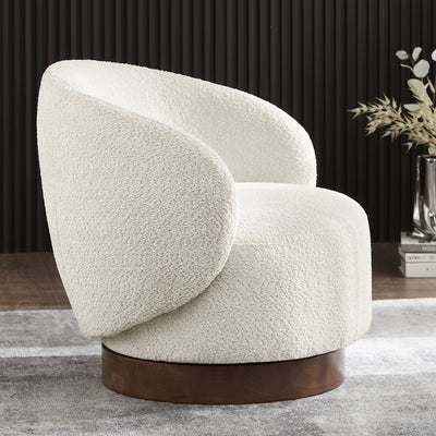 Modern Swivel Accent Chair, Round Upholstered Barrel Arm Chair for Living Bedroom