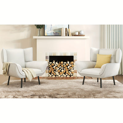 Accent Chair- Upholstered Living Room Chair with High Wingback, Reading Armchair for Bedroom, Comfy Corduroy Chair