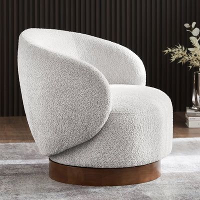 Modern Swivel Accent Chair, Round Upholstered Barrel Arm Chair for Living Bedroom