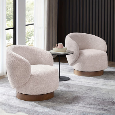 Modern Swivel Accent Chair, Round Upholstered Barrel Arm Chair for Living Bedroom