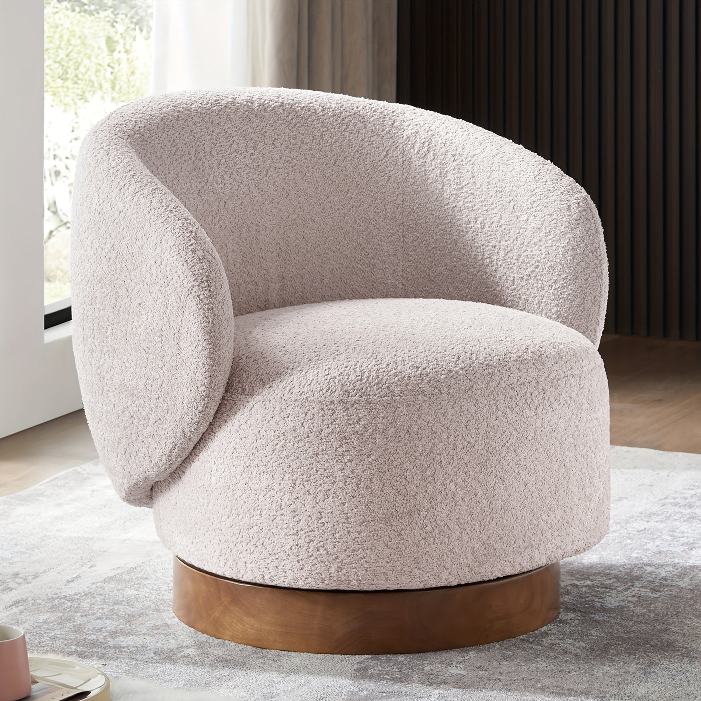 Modern Swivel Accent Chair, Round Upholstered Barrel Arm Chair for Living Bedroom