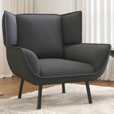 Accent Chair- Upholstered Living Room Chair with High Wingback, Reading Armchair for Bedroom, Comfy Corduroy Chair
