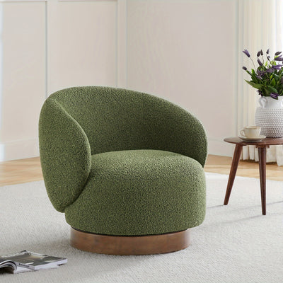 Modern Swivel Accent Chair, Round Upholstered Barrel Arm Chair for Living Bedroom