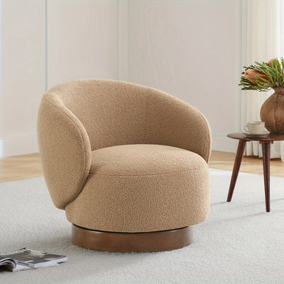 Modern Swivel Accent Chair, Round Upholstered Barrel Arm Chair for Living Bedroom