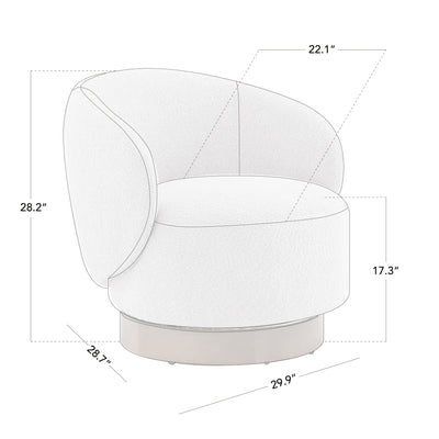 Modern Swivel Accent Chair, Round Upholstered Barrel Arm Chair for Living Bedroom
