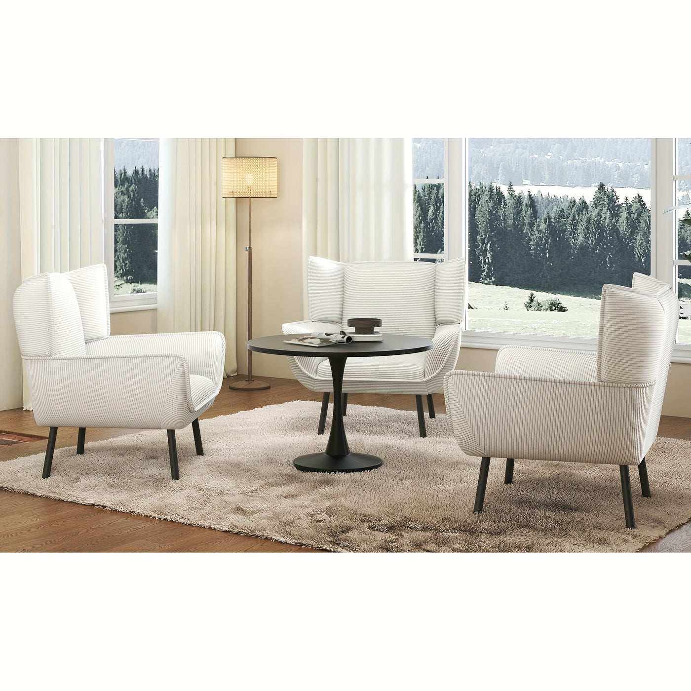 Accent Chair- Upholstered Living Room Chair with High Wingback, Reading Armchair for Bedroom, Comfy Corduroy Chair