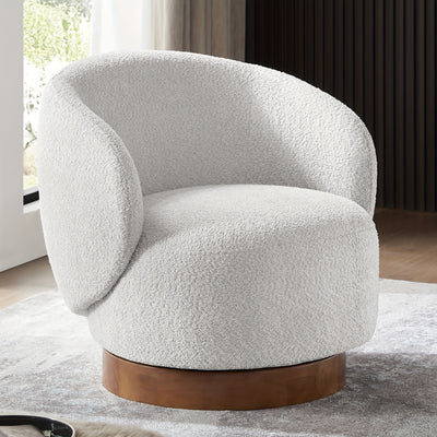 Modern Swivel Accent Chair, Round Upholstered Barrel Arm Chair for Living Bedroom