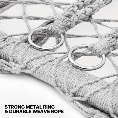 700 lb Capacity Double Swing Chair with 3 Cushions for Outside, Large Hanging Macrame Swing Chair for Indoor/Outdoor Relax, Adult Hammock Boho Chair for Porch Balcony Backyard