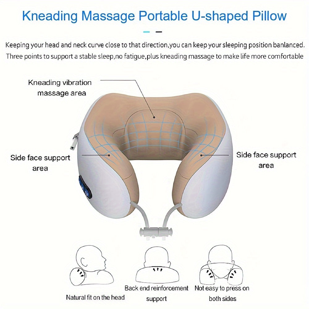Relaxing U-Shaped Neck Massager Pillow with Heat, Deep Tissue Kneading, Durable Memory Sponge for Airplane, Car, Office, Home, Holiday Gift, Mother's Day Gift