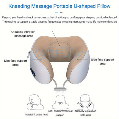 Relaxing U-Shaped Neck Massager Pillow with Heat, Deep Tissue Kneading, Durable Memory Sponge for Airplane, Car, Office, Home, Holiday Gift, Mother's Day Gift