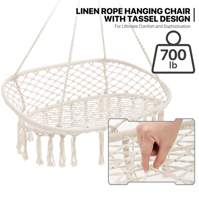 700 lb Capacity Double Swing Chair with 3 Cushions for Outside, Large Hanging Macrame Swing Chair for Indoor/Outdoor Relax, Adult Hammock Boho Chair for Porch Balcony Backyard