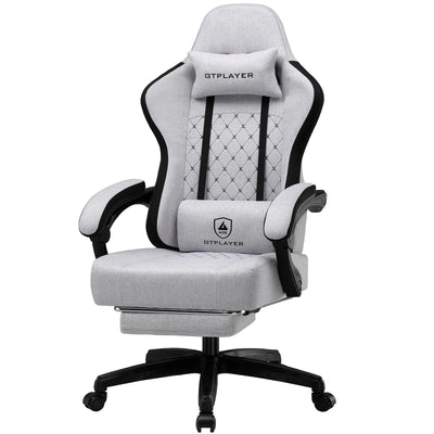 GTPLAYER Fabric Gaming Chair with Footrest, Computer Desk Chair with Pocket Spring Cushion, Home Office Ergonomic Chair