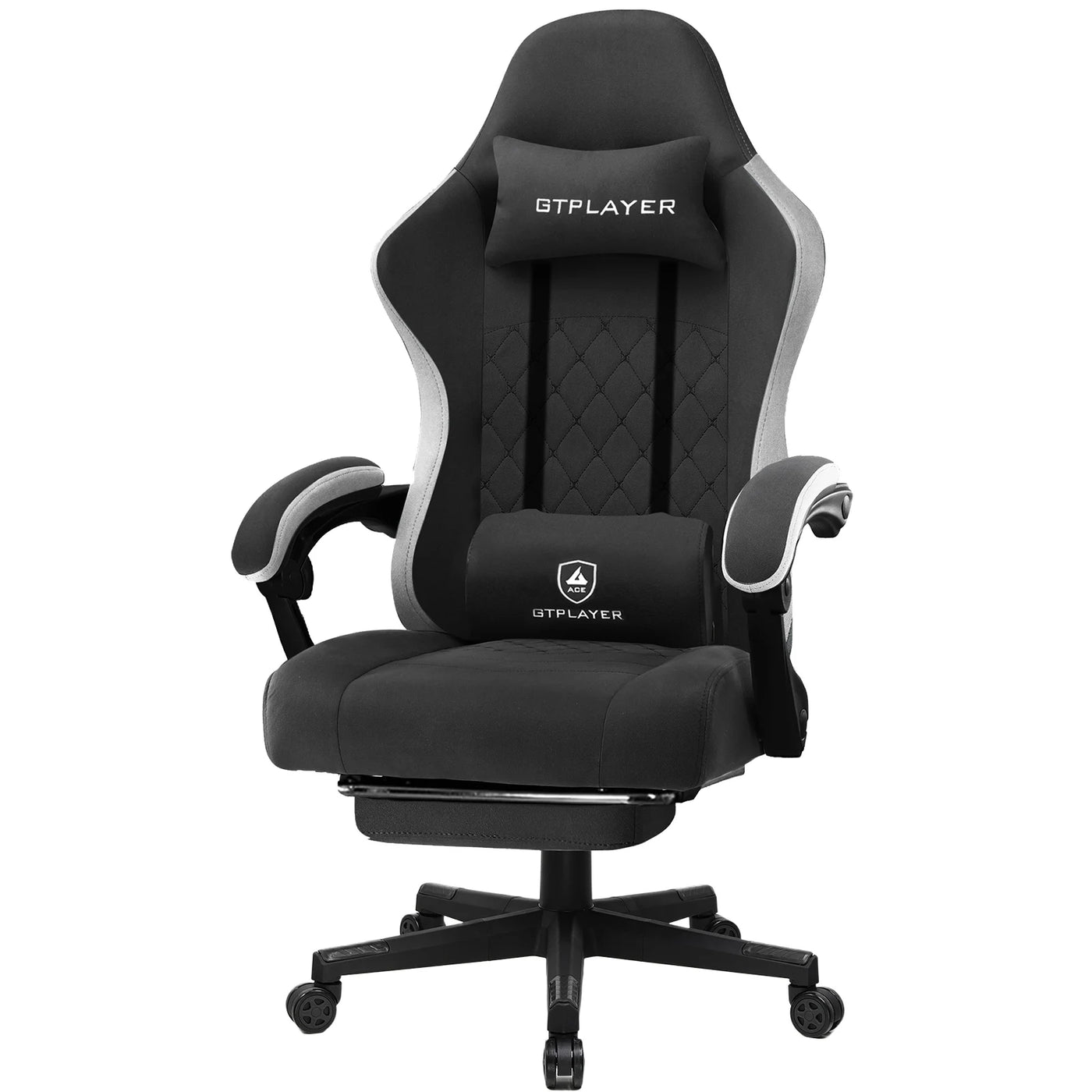 GTPLAYER Fabric Gaming Chair with Footrest, Computer Desk Chair with Pocket Spring Cushion, Home Office Ergonomic Chair