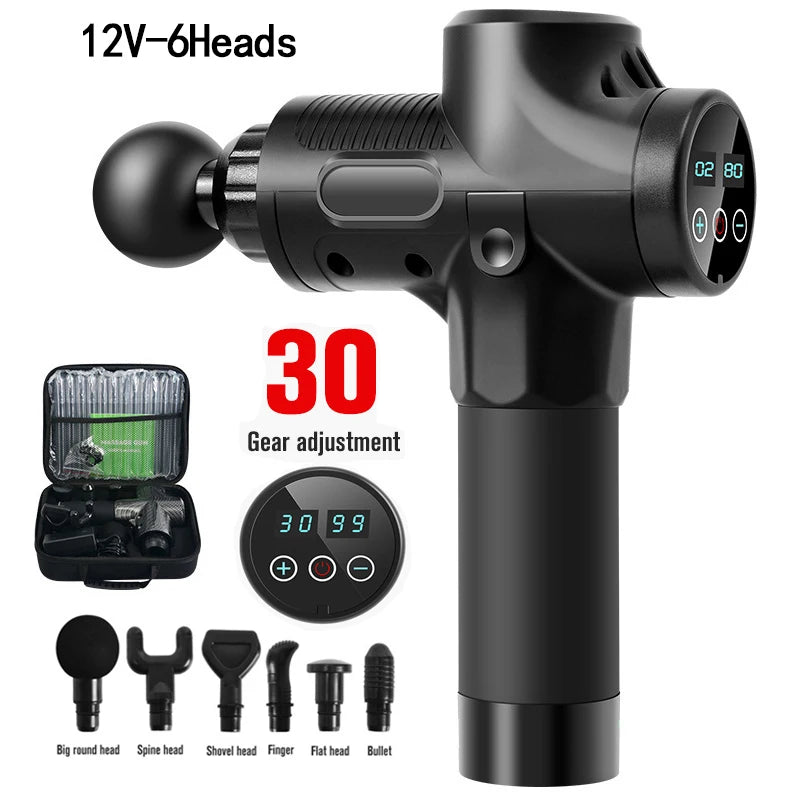 Professional Massage Gun With Hot and Cold Head Electric Percussion Fascia Gun Tissue Muscle Relax Pain Relief Fitness Shaping