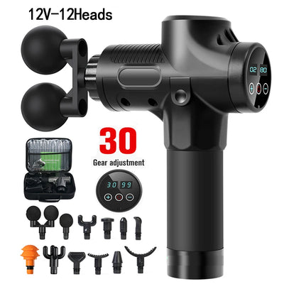 Professional Massage Gun With Hot and Cold Head Electric Percussion Fascia Gun Tissue Muscle Relax Pain Relief Fitness Shaping