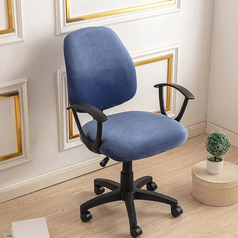Universal Split Seat Cover Home Office Computer Chair Cover Stretch Anti-dust Velvet Armchair Slipcovers Seat Protector Case