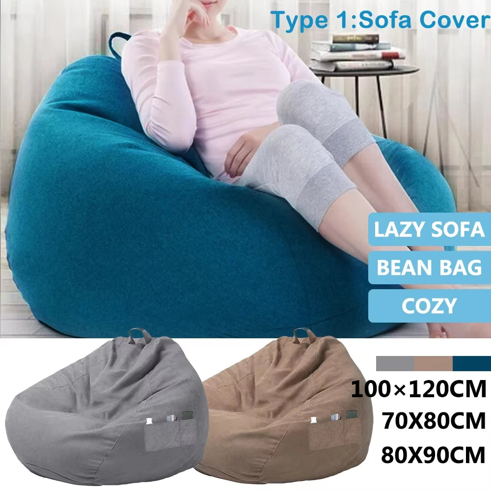 Sofa Chair Cover Soft Comfortable Chair Sofa Breathable Lazy Sofa Bed Large Fluffy Chair Decora Tear-Resistance/Footstool Cover