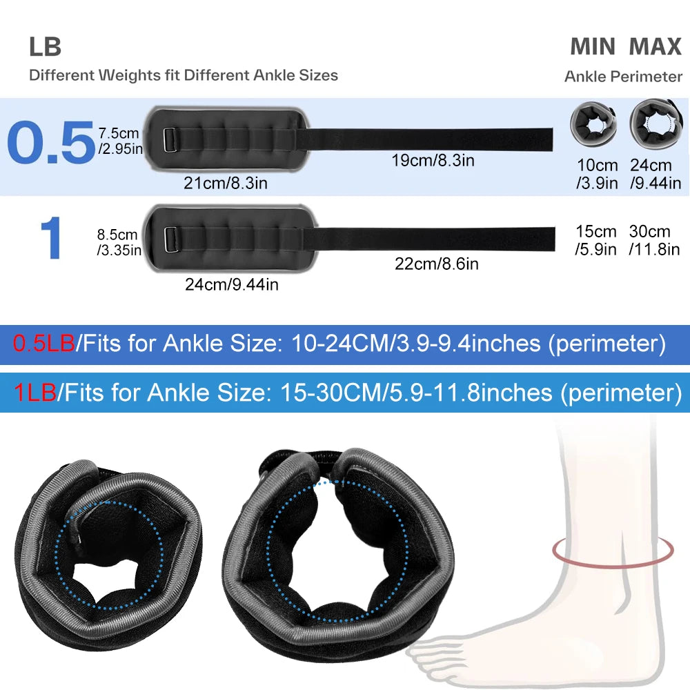 1Pair Ankle Weights for Men Women Kids,Leg Arm Wrist Weights with Adjustable Strap for Running,Gymnastics,Aerobics,Gym,Fitness