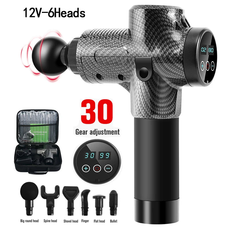 Professional Massage Gun With Hot and Cold Head Electric Percussion Fascia Gun Tissue Muscle Relax Pain Relief Fitness Shaping