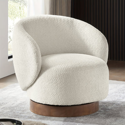 Modern Swivel Accent Chair, Round Upholstered Barrel Arm Chair for Living Bedroom