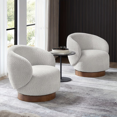 Modern Swivel Accent Chair, Round Upholstered Barrel Arm Chair for Living Bedroom