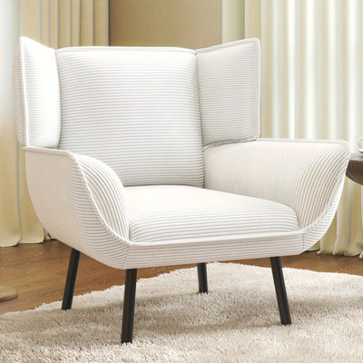 Accent Chair- Upholstered Living Room Chair with High Wingback, Reading Armchair for Bedroom, Comfy Corduroy Chair