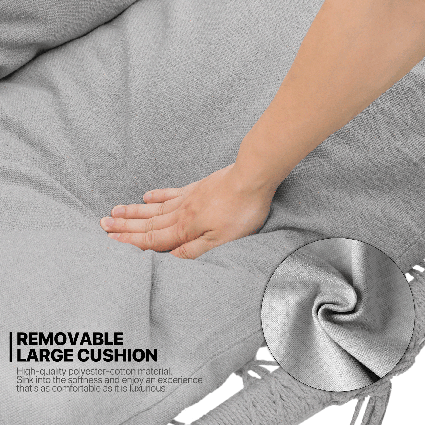 700 lb Capacity Double Swing Chair with 3 Cushions for Outside, Large Hanging Macrame Swing Chair for Indoor/Outdoor Relax, Adult Hammock Boho Chair for Porch Balcony Backyard