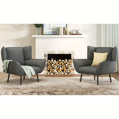 Accent Chair- Upholstered Living Room Chair with High Wingback, Reading Armchair for Bedroom, Comfy Corduroy Chair